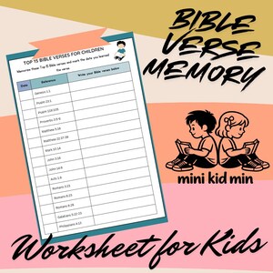 Hoja de trabajo para memorizar versículos bíblicos para niños: Actividad cristiana de educación en casa