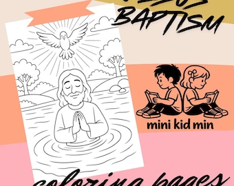Desenhos para colorir do batismo de Jesus: Atividade da história bíblica para a Escola Dominical (Download em PDF)