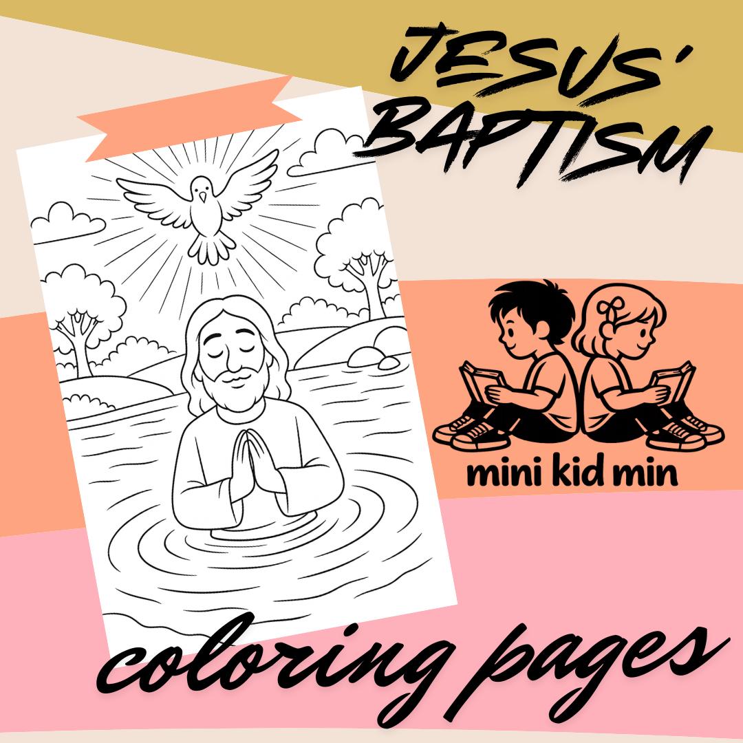 Jesus Baptism Coloring Pages: Sunday School Bible Story Activity (PDF ...