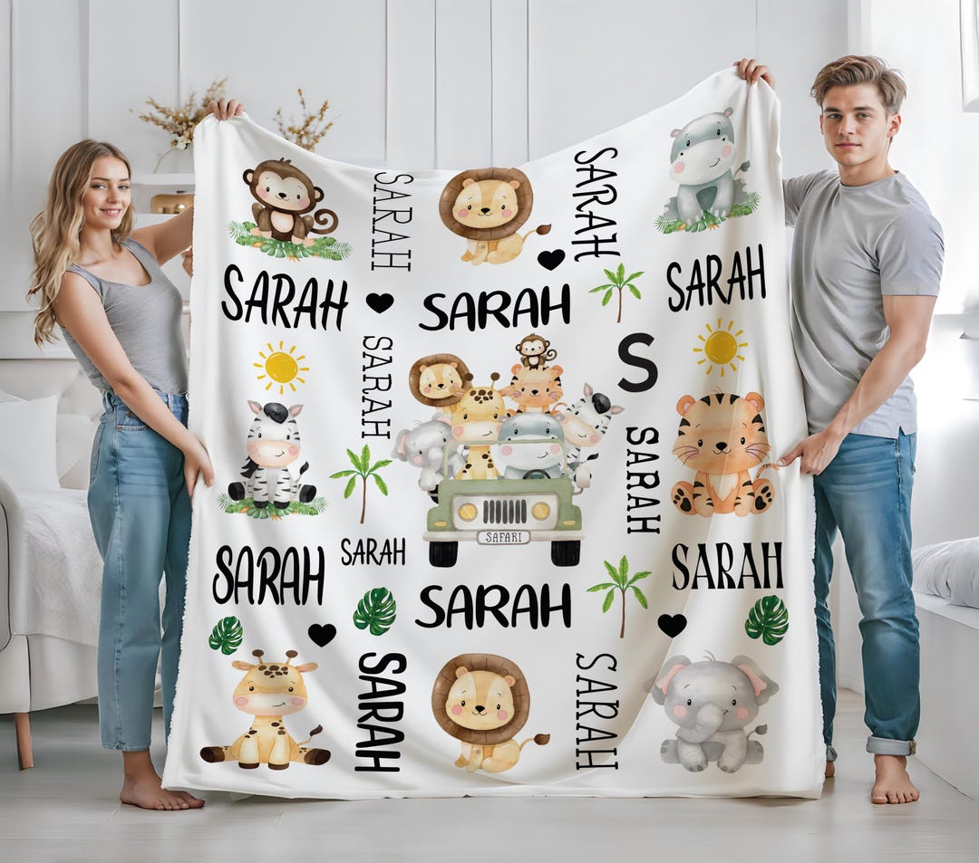 Personalized Safari Animals Baby Blanket: Custom Jungle Theme - Etsy