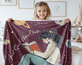 Personalized Book Lover Blanket, Book Lover Gift, Bookish Reader Birthday Gift Decor, Reading Blanket, Christmas Gift, Holiday Gift