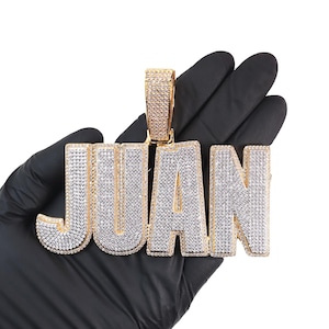 Collar con colgante de placa de identificación con letras personalizadas - Cadena de eslabones cubanos grandes de 24 mm con micropavé - Joyería de hip-hop personalizada y brillante - Regalo para él