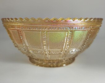 Vintage Imperial Glass Iridescent Marigold Carnival Glass Bowl