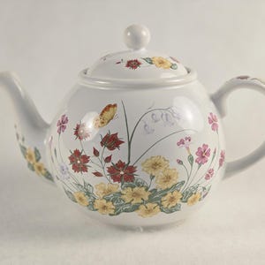Vintage Arthur Wood plc England April Glory Floral Butterfly Teapot Made in England
