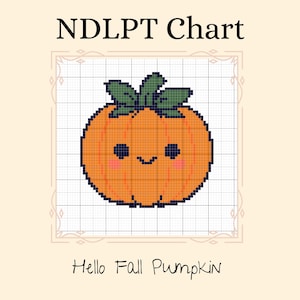 Digital Halloween Pumpkin Needlepoint Chart: Beginner DIY Ornament (PDF Pattern 4&quot;x4&quot;)