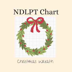 Christmas Wreath Needlepoint Chart: Classic Holiday Ornament (Digital Download, 13 & 18 Mesh)