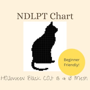 Halloween Black Cat Needlepoint Chart: Spooky Cross Stitch PDF (Digital Download)
