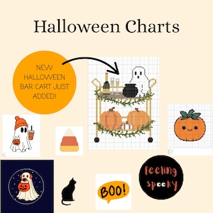 Digital Halloween Needlepoint Bundle 13 Mesh&18, Instant Download Includes All Current Future Halloween Charts, Halloween Embroidery