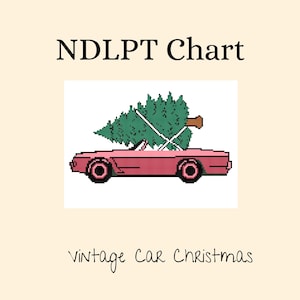 Vintage Car with Christmas Tree | Digital Needlepoint Chart – 13 & 18 Mesh