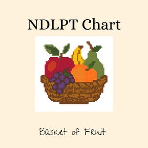 Digital Needlepoint Chart Canvas – Basket of Fruit – 13 & 18 Mesh PDF Download, Cross Stitch PDF