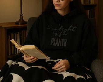 Sunlight Is for Plants Hoodie – Goth Bookish Hoodie, Introvert Aesthetic, BookTok Girl Gift, Dark Academia, Cozy Anti-Social Sweatshirt