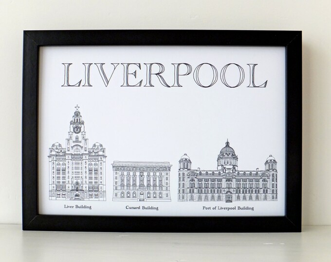 Liverpool Print, Liver Building, Liverpool, Art Print, Cunard Building