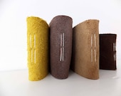 Set of Four Mini Suede Leather Notebooks, Small Journals, Pocket Notebooks, Handbag Notepads, Eco-friendly Stationery