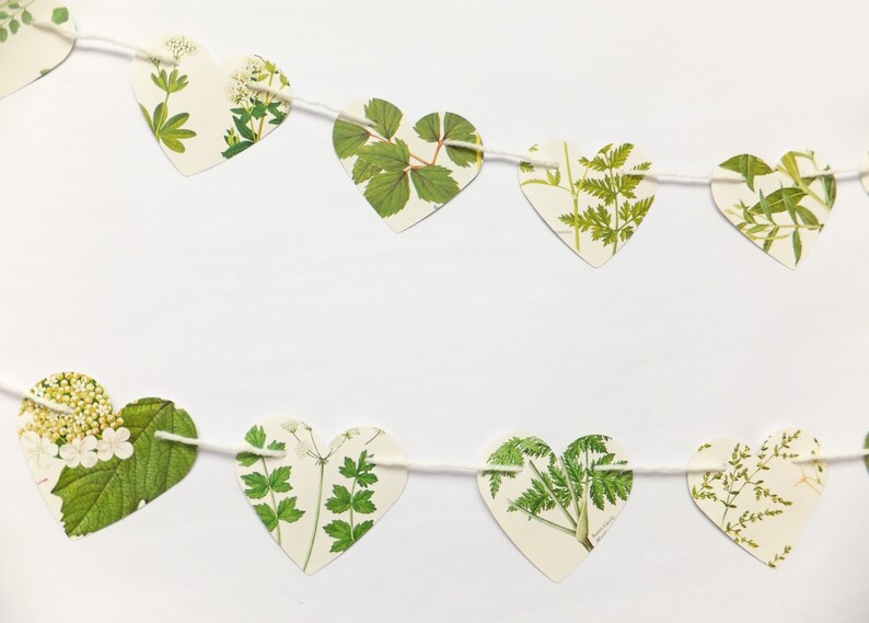 Heart garland Wedding Decor Bunting banner Botanical Wedding Bunting Paper bunting flags Backdrop Heart Banner Paper garland