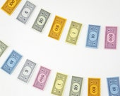 Monopoly Money Bunting, mini bunting, mini garlands, small pennants