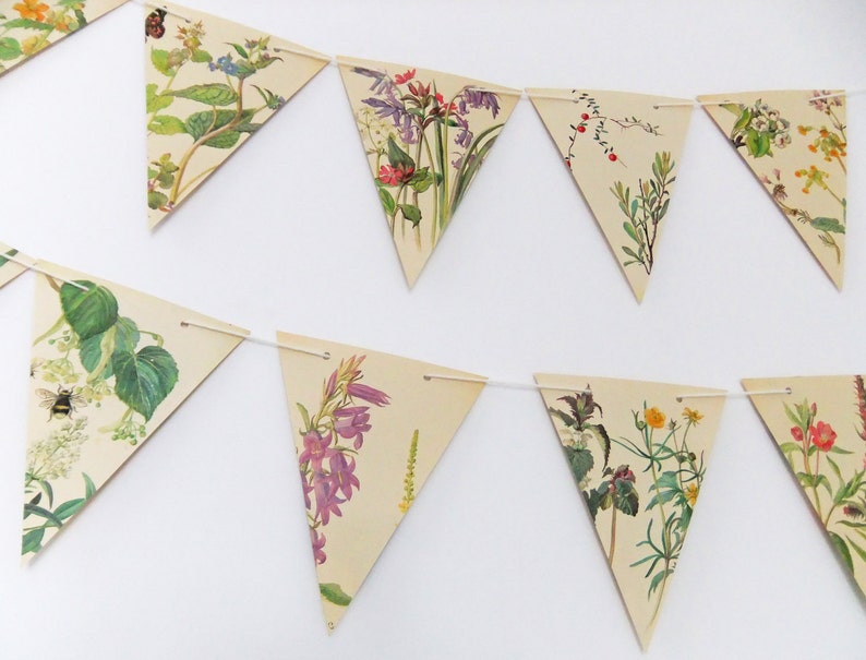 Spring and Summer Paper Bunting, Wedding Garland, Flower banner, eco-friendly bunting, wedding decor, Wedding Pennants 