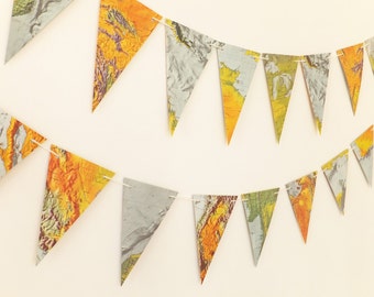 Map Bunting, vintage map garland, Atlas garland, Pennants, Map Banner, Wedding Decor