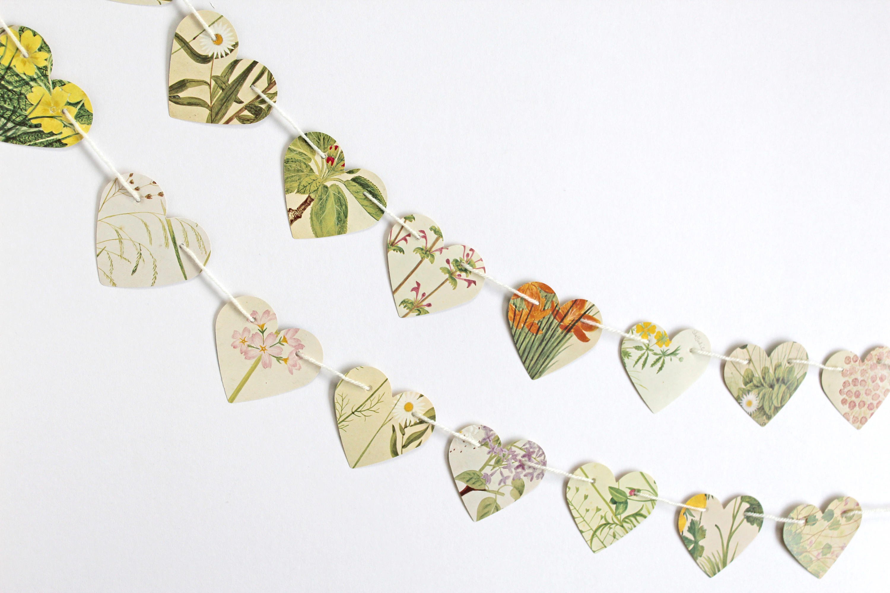 Hearts Bunting Victorian Flowers Garland Floral Paper Etsy