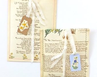 Gift wrap set, 3 Sewn Paper Gift Bags with gift tags and fabric ribbon, Favour Bags, Cottage Chic envelopes, gift wrapping