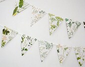 Spring Garland, Wedding decor, Green Bunting, Natural Wedding, Garland, up-cycled paper bunting, pennants, afternoon tea decor, home office