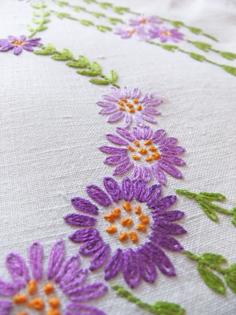 Large Embroidered Tablecloth Hand Embroidered Tablecloth Etsy