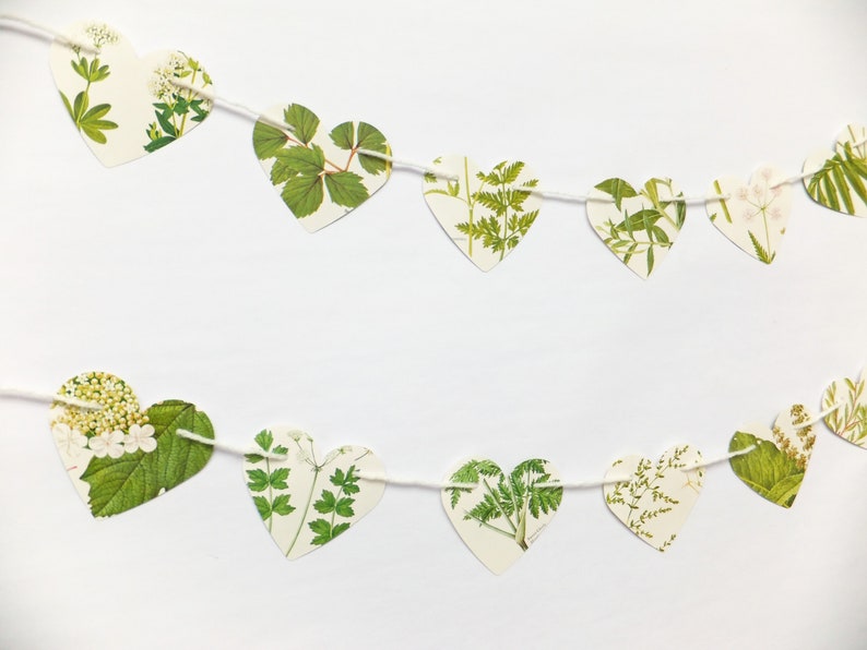 Heart garland Wedding Decor Bunting banner Botanical Wedding Bunting Paper bunting flags Backdrop Heart Banner Paper garland