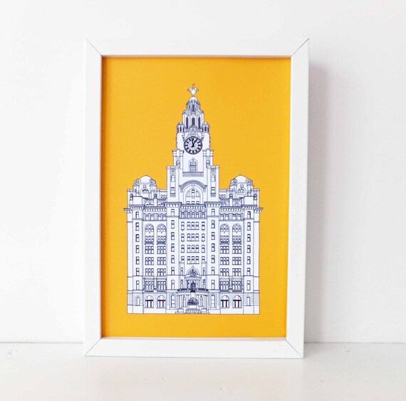 Liverpool Print Liver Building Liverpool Drawing A3 Art Etsy