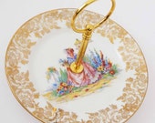 Crinoline Lady Cake plate - china cake stand - mini jewelry stand - soap dish - mini jewellery stand
