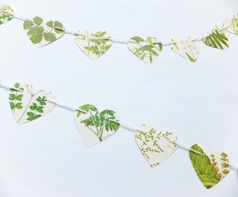 Heart garland Wedding Decor Bunting banner Botanical Wedding Bunting Paper bunting flags Backdrop Heart Banner Paper garland