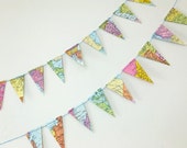 Mini Map Bunting, Small Map Garland, up-cycled from vintage world maps, mini map banner