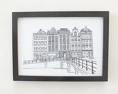 Amsterdam Print, minimalist print, Monochrome art print, artwork, Print of Amsterdam, Holland, Picture of Amsterdam, Picture of Canal Houses