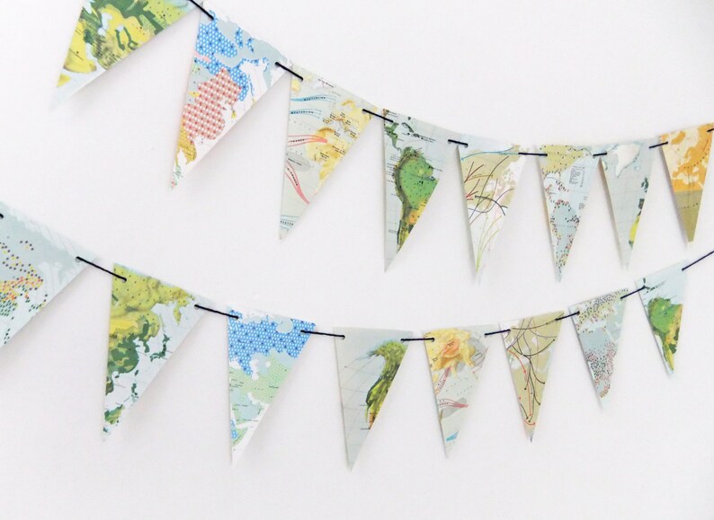 Map Bunting Map Pennants Map Garland Ecofriendly Bunting Etsy UK