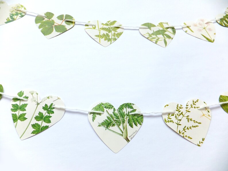 Heart garland Wedding Decor Bunting banner Botanical Wedding Bunting Paper bunting flags Backdrop Heart Banner Paper garland