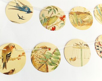Birds Garland, Birds Bunting, Natural Wedding, Paper Garland, paper bunting, Dorm decor