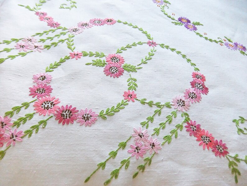 Large Embroidered Tablecloth Hand Embroidered Tablecloth Etsy