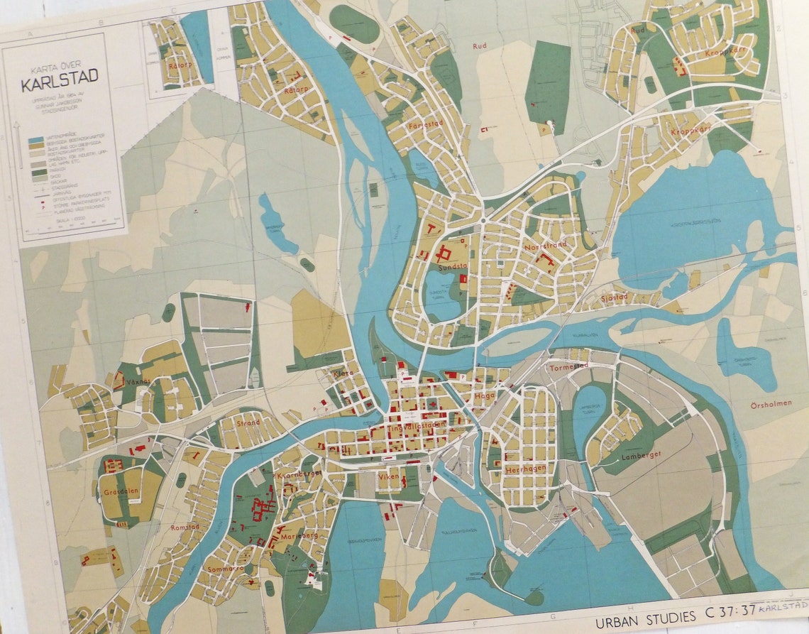 Karlstad Map Sweden Swedish Map Historical Map Karlstad | Etsy