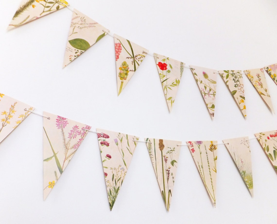 Bunting Banner Flower Bunting Victorian Garland Recycled Etsy UK