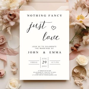 Minimalist Wedding Invitation Template: Editable Canva Invite (5x7 inches, Digital Download)