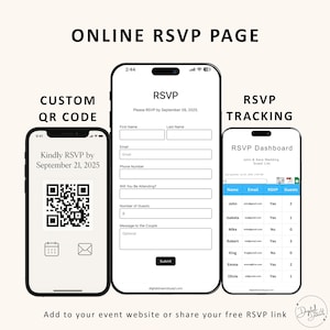 Online RSVP for Your Event, RSVP with QR Code, Event Guest Tracker, Private Dashboard, Mobile Rsvp, Simple White Rsvp, Paperless Rsvp