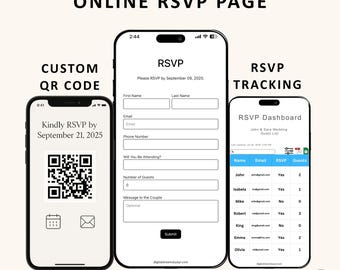 Online RSVP with Guest Tracker: QR Code, Mobile-Friendly (Digital Download)