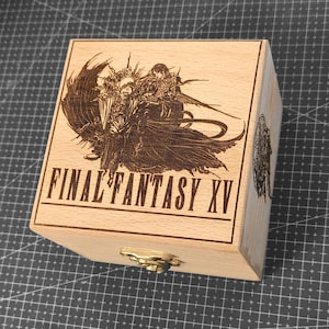 Final Fantasy XV FF15 Wooden Music Box Electronic Echargeable USB Sound Mechanism , Unique Commemorative Collection Gift
