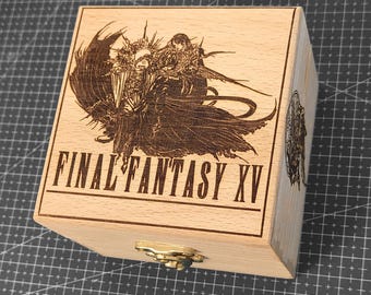 Final Fantasy XV FF15 Wooden Music Box Electronic Echargeable USB Sound Mechanism , Unique Commemorative Collection Gift