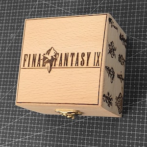 Final Fantasy IX FF9 Wooden Music Box Electronic Echargeable USB Sound Mechanism , Unique Commemorative Collection Gift