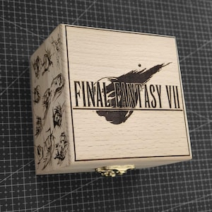 Final Fantasy VII FF7 Wooden Music Box Electronic Echargeable USB Sound Mechanism , Unique Commemorative Collection Gift
