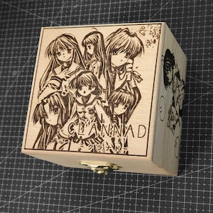 CLANNAD Wooden Music Box Electronic Echargeable USB Sound Mechanism , Unique Commemorative Collection Gift