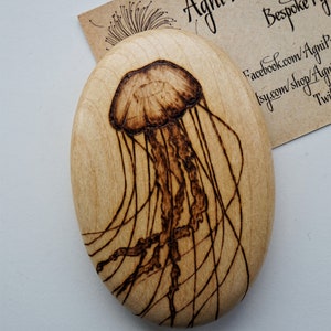Octopus pyrography art, keepsake on solid wooden pebble, each one original image 7