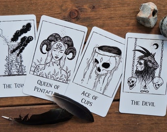Black Line Tarot, macabre tarot indie deck only 750 made