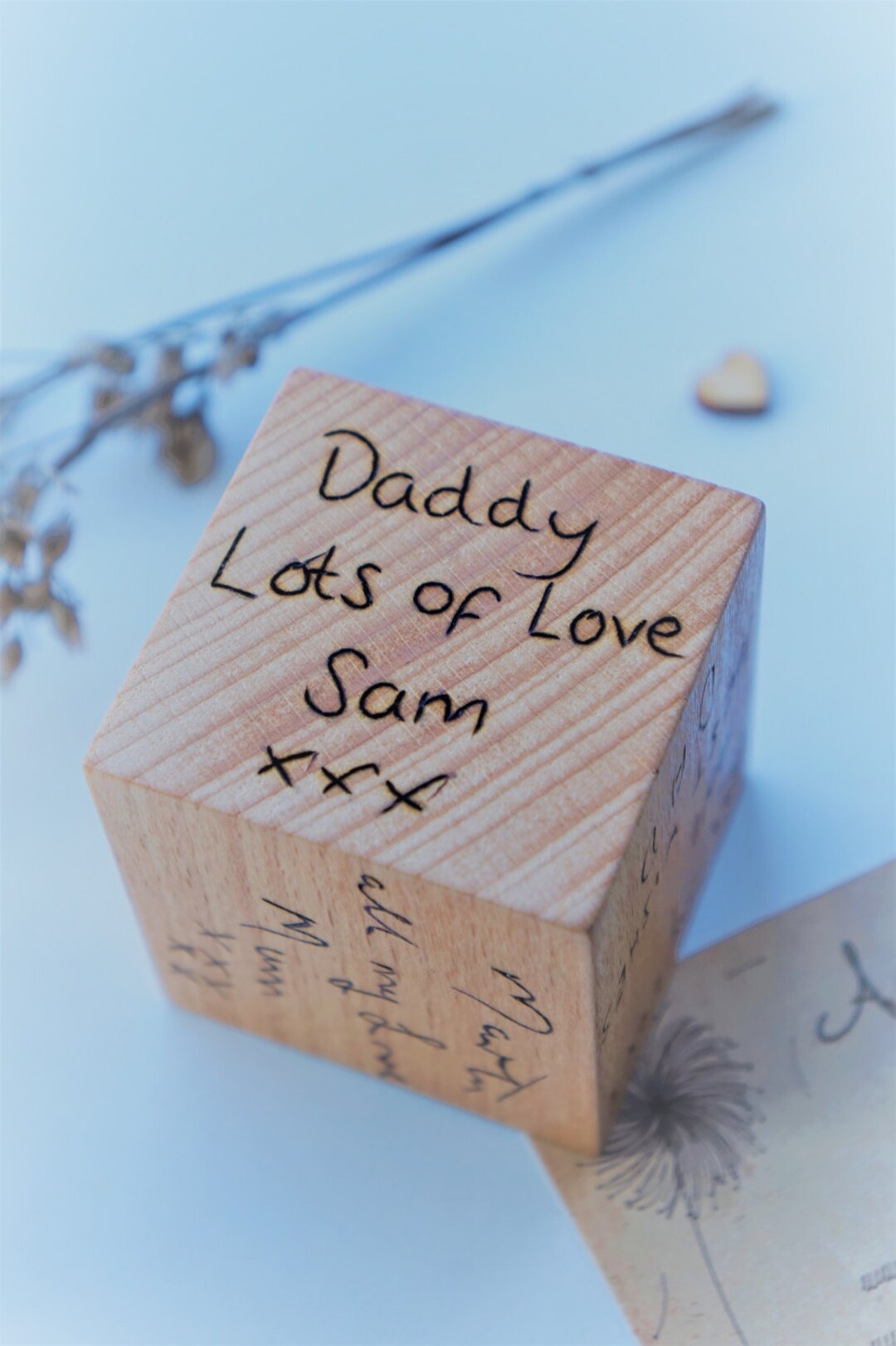 Personalized Handwriting Wood Cube: Woodburned Memorial Gift - Etsy