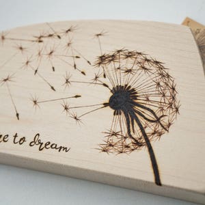 Make a wish dandelion art, pyrography wooden sign