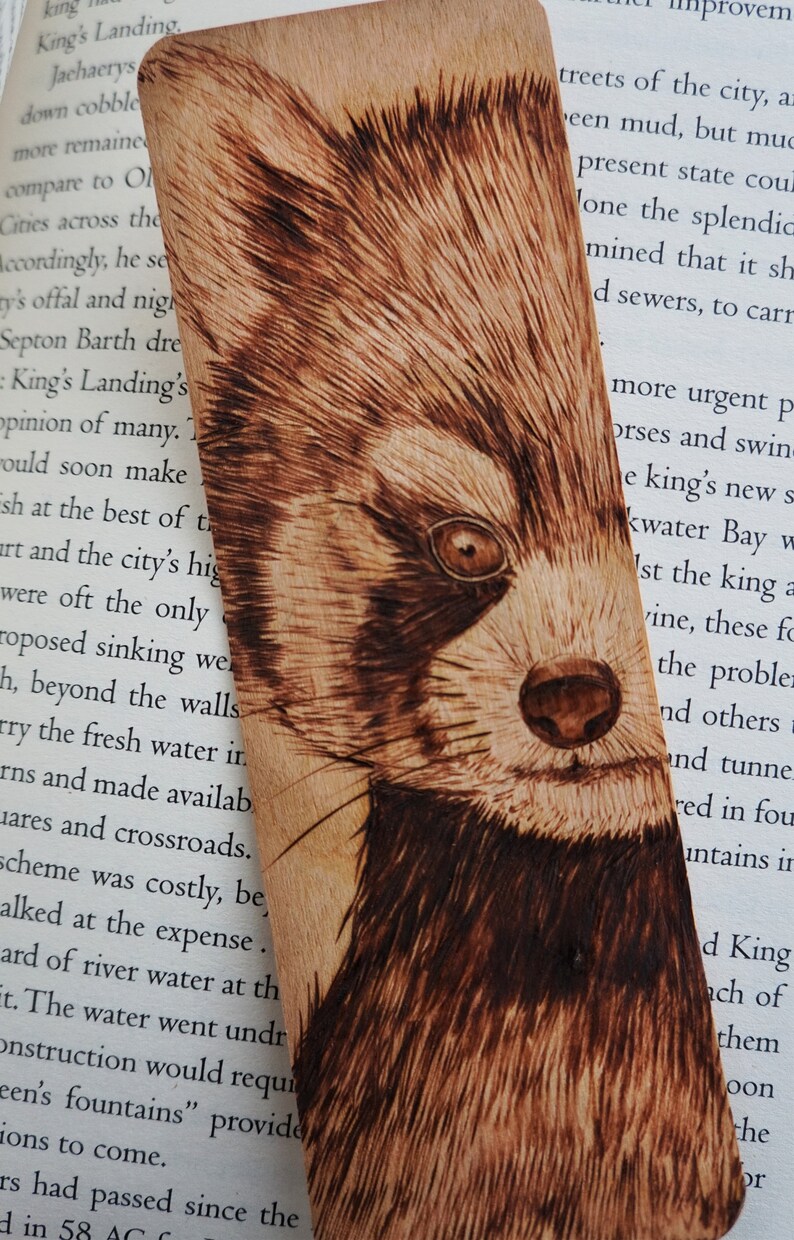 Handmade wooden bookmark with original animal art pyrography Etsy